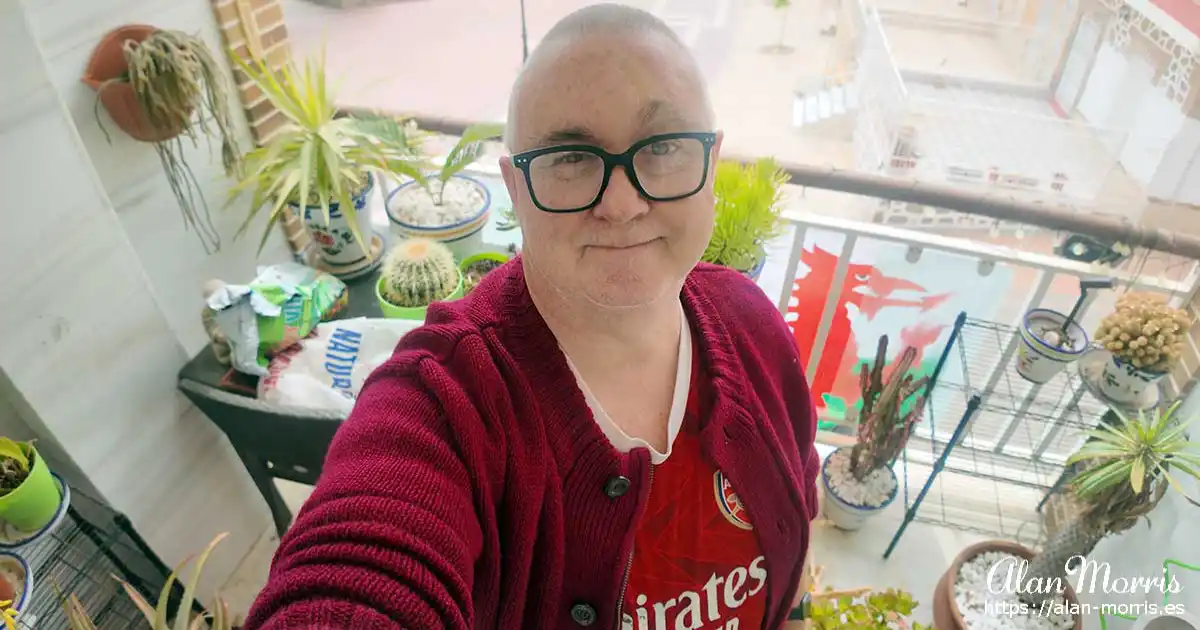 Alan Morris on the balcony of his apartment in Los Alcazares.